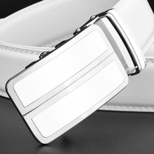 3.5cm Automatic Buckle belt men High Quality Waist Strap fashion genuine leather white Grain designer Waistband