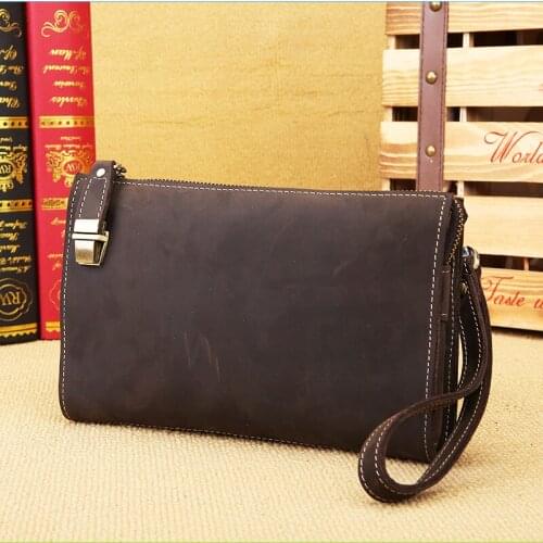 Handmade genuine leather document zipper manager bag document bag with handle for men mens bag briefcase for documents