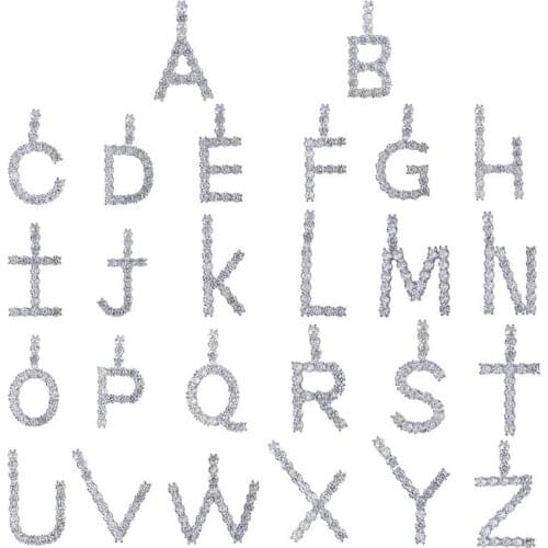 Lucky Sonny Factory Price A-Z Bubble CZ Paved Letters Necklaces & Pendants Charm Rose Gold Silver Color Hip Hop Jewelry Bijoux