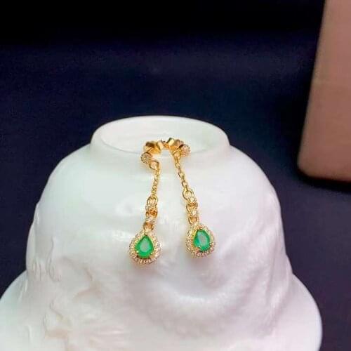 Classic water drop Natural blue moonstone drop earrings 925 silver natural Emerald amethyst earrings women party gift jewelry