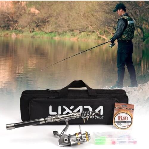 Lixada Telescopic Fishing Rod Combo and Reel Full Kit Spinning Fishing Reel Gear Pole Set 100M Fishing Line Lures Hooks Jig Head