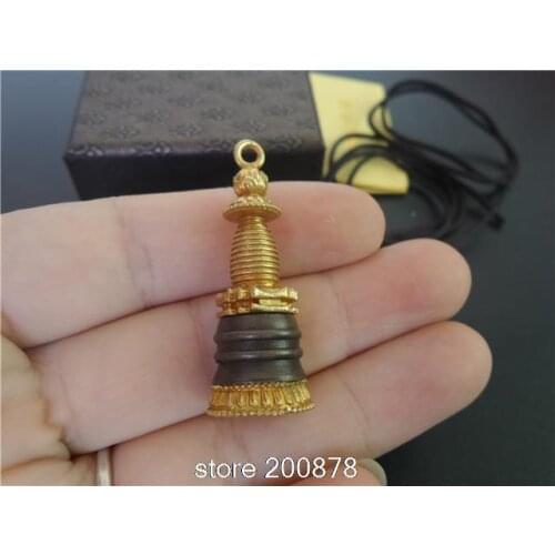 Tibetan Newly Brass Golden Tower Prayer Box Amulet Pendant Good Quality Man Amulets Prayer Box 2015 July New Arrival