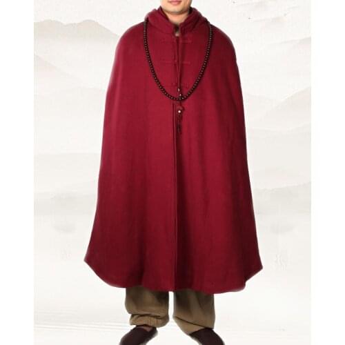 Unisex 4color meditation cloak zen warm thicken cotton Buddhist Monk suits robe winter abbot nun clothing martial arts cape