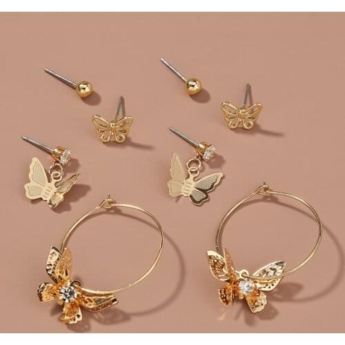 Wollet 2020 jewelry simple temperament popular jewelry creative popular net red butterfly combination earring set