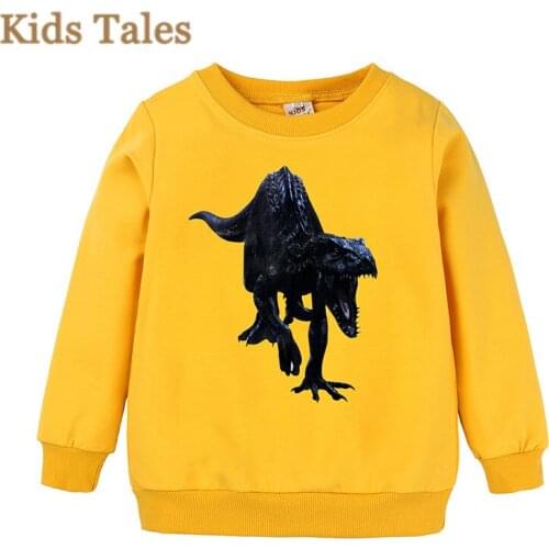 PR-374 Tees T Shirt Boys Clothing Kids Girls Baby Tops Cotton Outwear The Dinosaur Long Sleeves Children Clothes Toddler Sweater