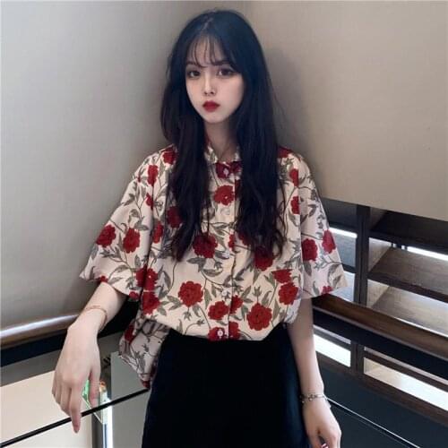 XEJ Chiffon Blouse Women 2021 Womens Summer Tunic Vintage Clothes Female Hawaiian Shirt with Short Sleeve Harajuku Top Women