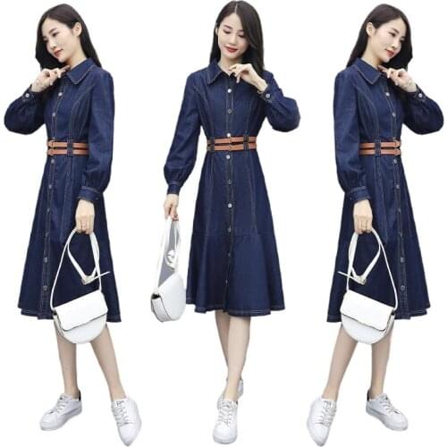 2021 spring womens denim dress new fashion European and American goddess slim slim
