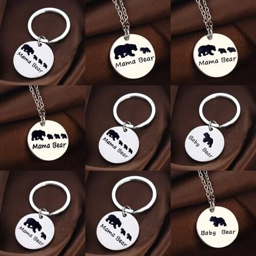 Cute MAMA Bear Pendant Chain Necklace For Women Mothers Day Gifts Mom Necklaces Jewelry Family Love Charm