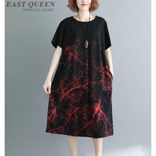 Puls Size 2019 Summer Dresses Short Sleeve O Neck Vestidos Loose Casual Dress Midi Long Elegant Robe Vintage Femme AA4087