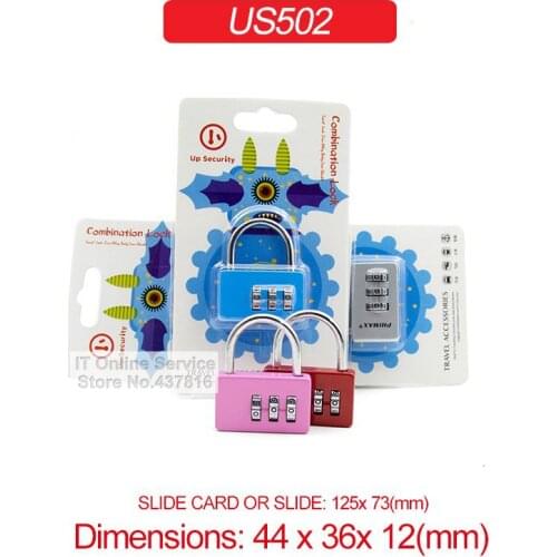 1PCS Mini 3 Digit Password Padlock Blue Monster Card Packaging Backpacks Zipper Bags Luggage Suitcase Padlock US502