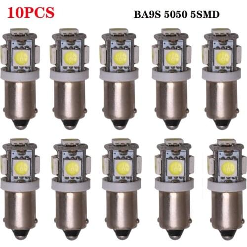 10pcs DC 12V BA9S W6W 5050 5 SMD 5SMD LED Bulb Auto Lamp Wedge Marker LED Car Truck Indicator Signal Light Parking Reading 60Lm
