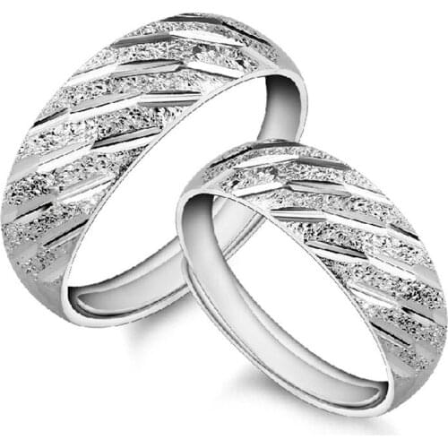 100% 925 sterling silver fashion dull polish lovers` couple adjustable rings finger ring wholesale jewelry birthday gift