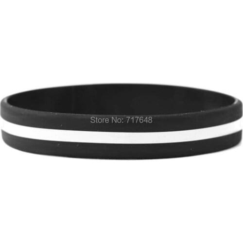 100pcs Thin White Line wristband silicone bracelets free shipping by ePacket A