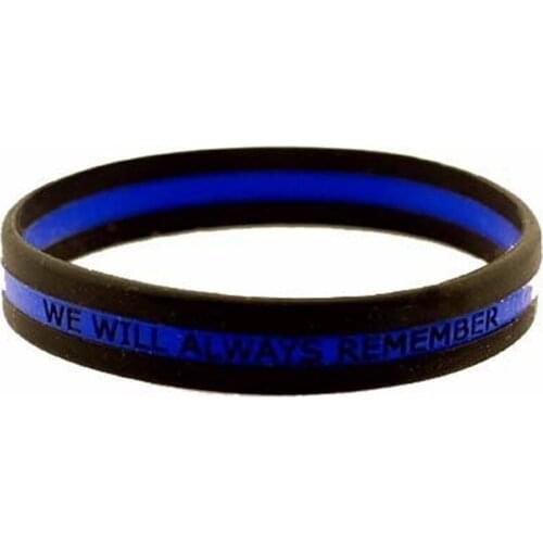 1000pc American We will always remember thin blue line wristbands Police live matter white wristband bracelet bangle wrist bands
