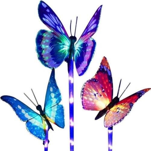 3Pcs Butterfly Solar Garden Light Outdoor Solar Stake Light Multi-color Changing LED Garden Light For Patio Backyard Lawn Path
