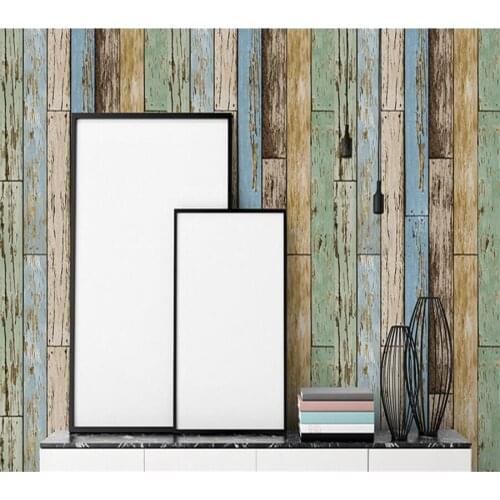 Beibehang Nordic retro wood grain wallpaper hotel cafe home decoration TV background wall garden wind nonwoven 3d wallpaper roll