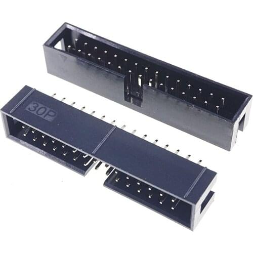 500 Pcs Shrouded Box header IDC Socket 2.54mm 2x15 Pin 30 P straight Male square pin 0.64mm 2 rows 2.54 Through hole DIP