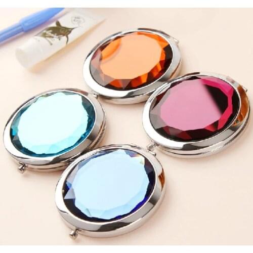 50X Cosmetic Compact Mirror Back Engraved Crystal Magnifying Make Up Mirror Gift DROP SHIPPING #18023S-1