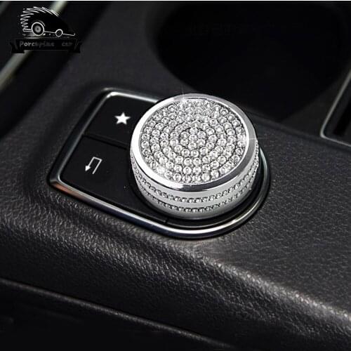 Diamond Car Center Console Multimedia Button Decoration Trim Cover for Mercedes Benz A B W212 GLK GLA CLA ML GL Class
