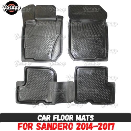Car floor mats for Renault Sandero 2014-2017 rubber 1 set / 4 pcs or 2 pcs accessories protect of carpet car styling decoration