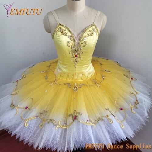 Ombre Yellow Gold Professional Ballet Tutu Women Adult Child Professional Pancake Tutu Costume Canary Fairy Performance Tutu