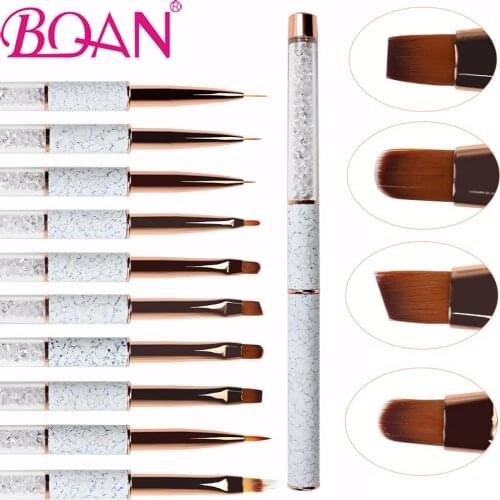 BQAN 1PCNail Art Brush Lines Liner Painting Marbled Brush UV GEL Extension Builder Drawing Pen Rhinestone Handle Manicure Tools