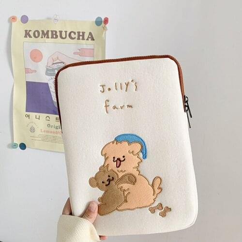 Tablet case Cute cartoon Korea cute bear For Mac Apple laptop bag female student bag 11 inch 13 inch liner bag protective cover