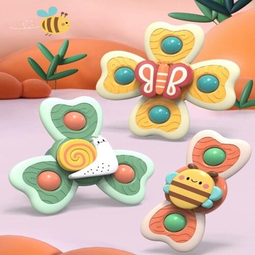 Baby Suckers Turn Fingertips Creative Gyro Baby Dining Chair Bathtub Suckers Placate Rattle Interactive Baby Toys Gifts