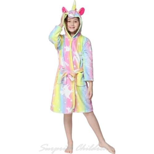 Baby Bath Robe Unicorn Bathrobes Towels Cartoon Soft Swim Shower Soft Bathrobe Boys Girls Animal Cosplay Warm Onesie Sleepwear