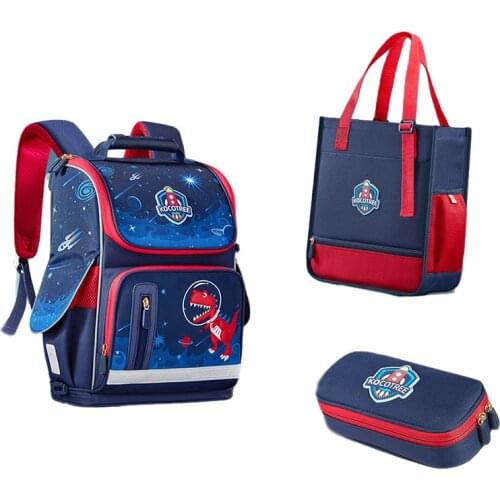 3pcs/Set Children Schoolbag For 6-8-12 Years Boys Orthopedic Backpack 1-3-6 Grade Students School Dinosaur Bookbag Kids Mochila