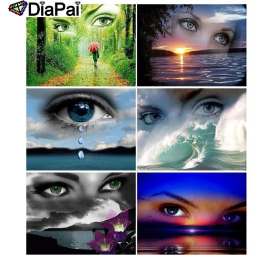 DIAPAI Diamond Painting 5D DIY 100% Full Square/Round Drill "Beauty eyes scenery" 3D Embroidery Cross Stitch Home Decor