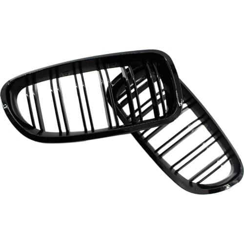 For BMW F10 F18 2010-15 Gloss Black Front Dual Fin Slat Kidney Grill Grille