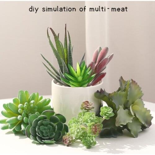 Artificial Succulent Flocking Plants Unpotted Mini Fake Succulents Plant for Lotus Landscape Decorative Garden Arrangement Decor