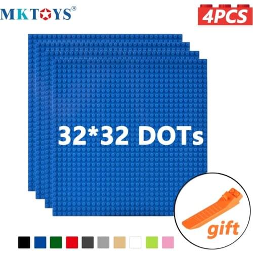 MKTOYS 4PCS Base Plates 32*32 DOTs Classic Building Blocks Baseplate Blue Green Black Brick Plates Juguetes Toys for Child
