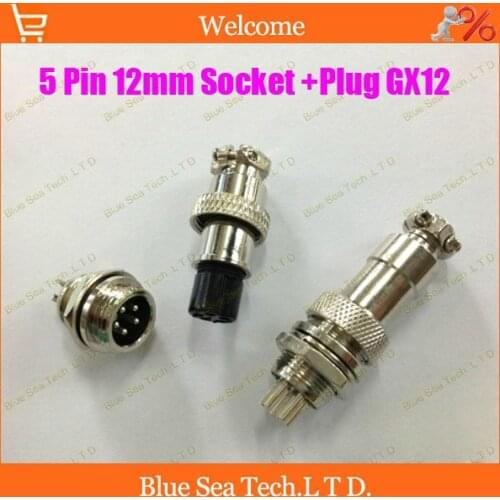 5 Pin 12mm Male & Female Wire Panel Connector kit GX12 Socket+Plug,RS765 Aviation plug interface,circular connector