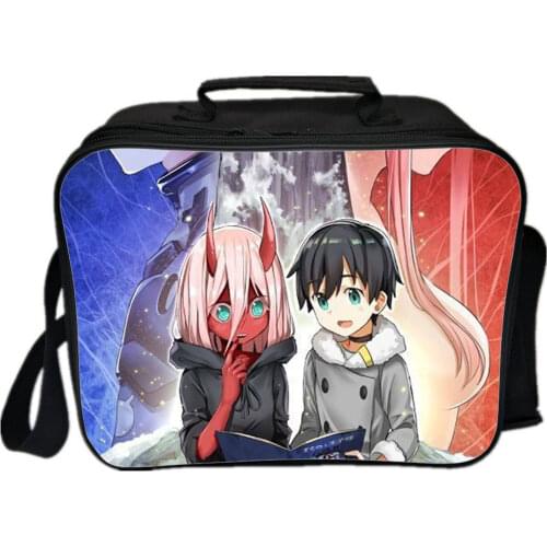 Darling In The Franxx Lunch Bag Anime ZERO TWO Print Lunch Box Fashion Cartoon Elementary School Boy Girl Brings Meal Box
