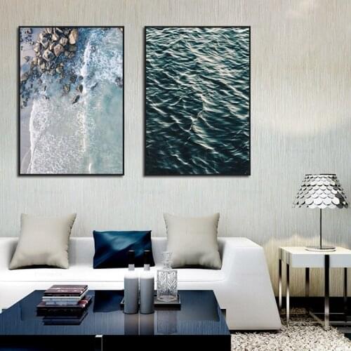 Summer Sea Beach Landscape Nordic Poster Home Decoration Seascape Canvas Painting Modular Wall Art Pictures for Living Room