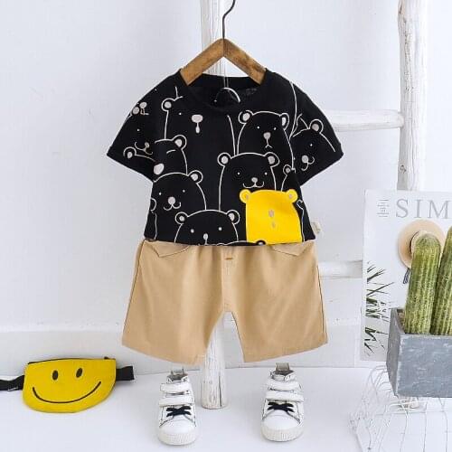 Summer Children Out Clothes Baby Boy/Girls Cartoon Bear T Shirt+Shorts 2Pcs/Sets Infant Outfit Kids Fashion Toddler Tracksuit