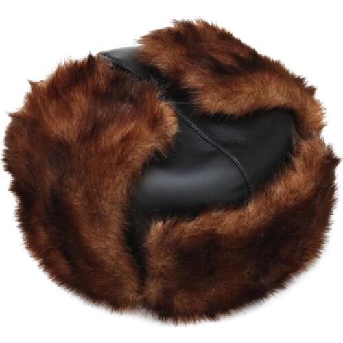 Locomotive hat mens middle-aged outdoor Lei Feng hat winter warm earmuffs thickening winter hat real fur hats