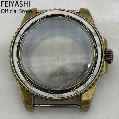 Mens bronze watches case Submariner accessory parts 40mm 316L Stainless Steel Sapphire Glass For seiko nh35 nh36 dial movement