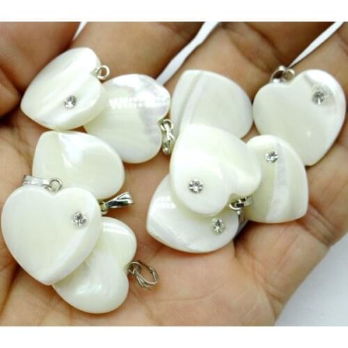 Natural Parelmoer Shell liefdevolle hartvorm zoutwater parelmoer pendant for diy Jewelry making Pendant necklace24pcs