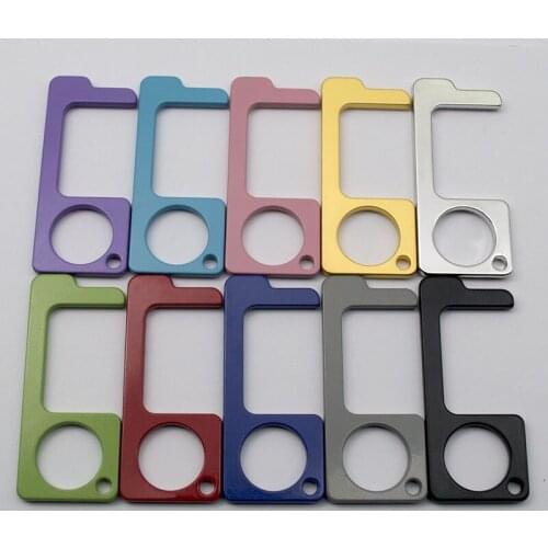 New EDC Door Opener Zinc Alloy Color Key Ring Contactless Press Elevator Artifact Key Chain Pendant