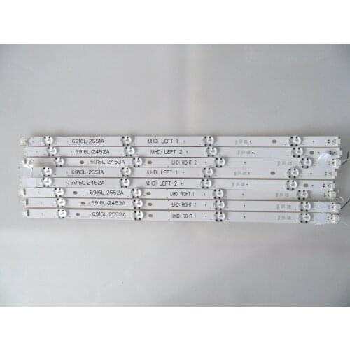 New Kit 8 pcs LED backlight bar for LG 49inch TV 49UH6500 6916L-2452A 6916L-2453A 6916L-2551A 6916L-2552A