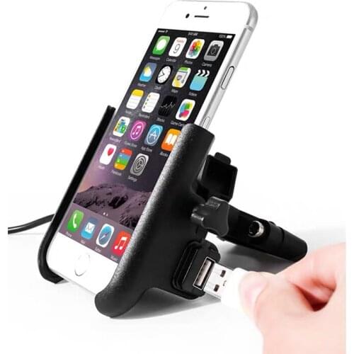 NEW Chargeable CNC Aluminum Universal Motorcycle Phone Holder With Stand Support Rearview GPS Bike Holder Soporte Celular Moto
