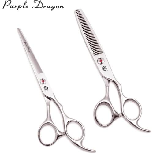 Purple Dragon 6.0" JP Stainless Hair Cutting Scissors Barber Thinning Shears Hairdressing Shears Red Diamond Antlers Teeth 2003
