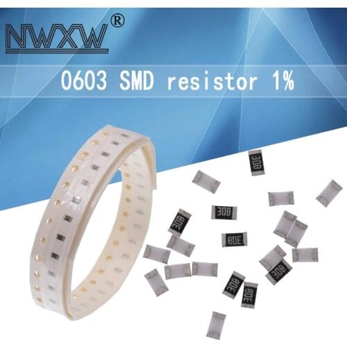 100pcs 0603 SMD 1/10W Chip Resistor Resistores 1% ~ 10M 0R 4K7 10 1K 4.7K K 100K 1 10 100 220 330 ohm 0R 1R 10R 100R 220R 330R