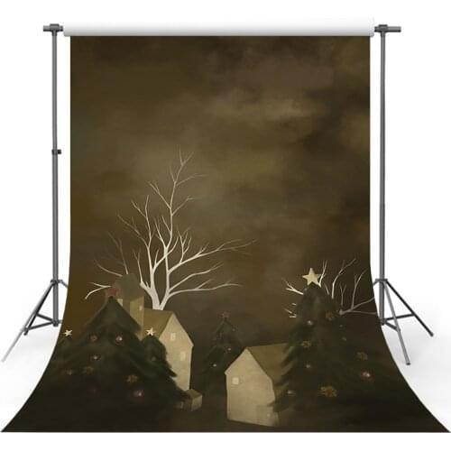 Merry Christmas Tree Backdrops Winter Houses Snowflake Children Photography Background X-MAS Photo Studio Photophone Decor Props