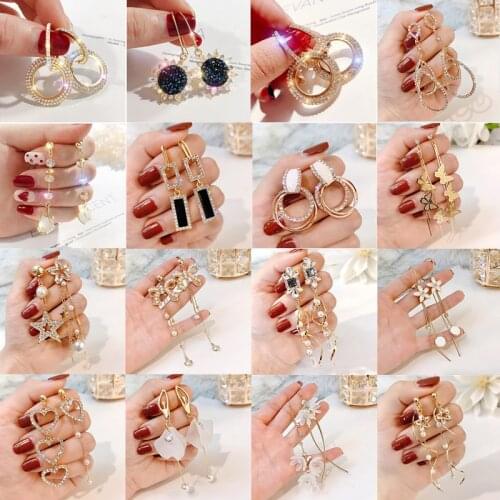 Long Thread Tassel Gold Color Bar Earrings for Women Geometric Shiny Stud Earrings Jewelry