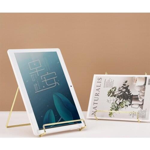 Nordic ins simple gold iron phone flat-panel stand multi-functional magazine photo frame display bracket