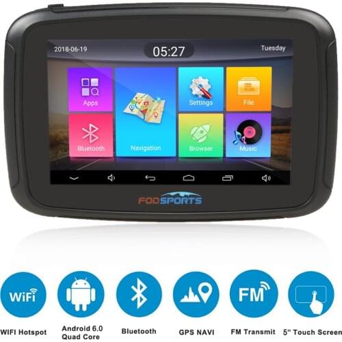 5 Inch Android 6.0 Automobile and Motorcycle Bicycle Special Navigator Bluetooth IPX7 Waterproof Multinational Map GPS WiFi